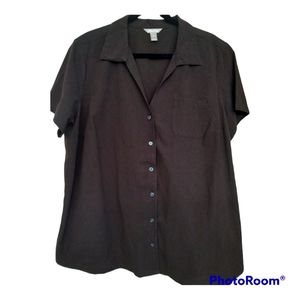 White Stag coffee brown short sleeves button down shirt size2x